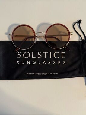 Solstice Round Brown Frame Sunglasses